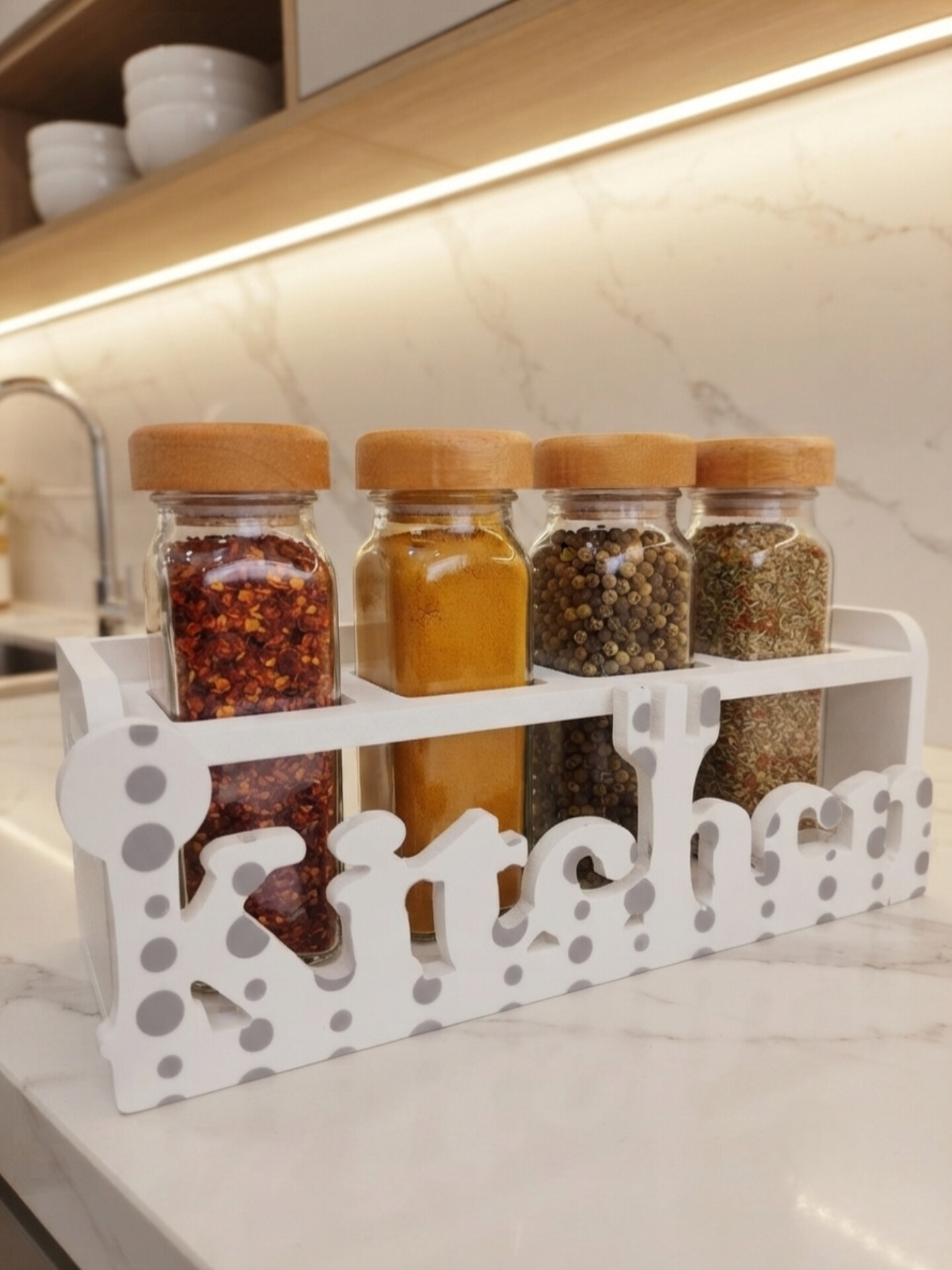 استند ادویه ۴تایی دیواری و رومیزی طرح kitchen